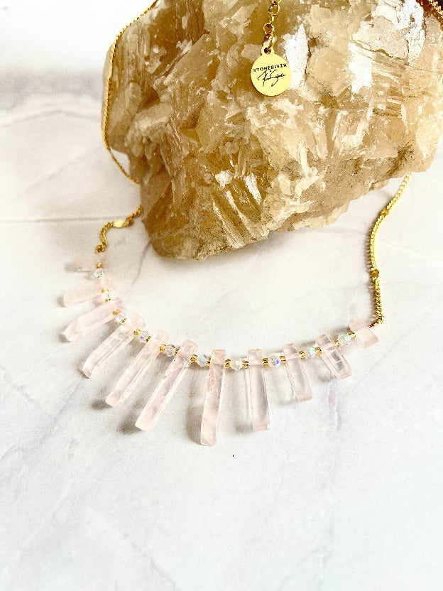 Rose Quartz Kalimba Necklace