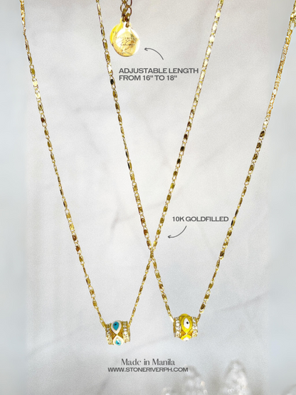 evil eye jewelry collection by stoneriver philippines. Necklaces and Chokers handmade using 10k gold filled and 18k gold plated stainless steel with crystals and freshwater pearls.