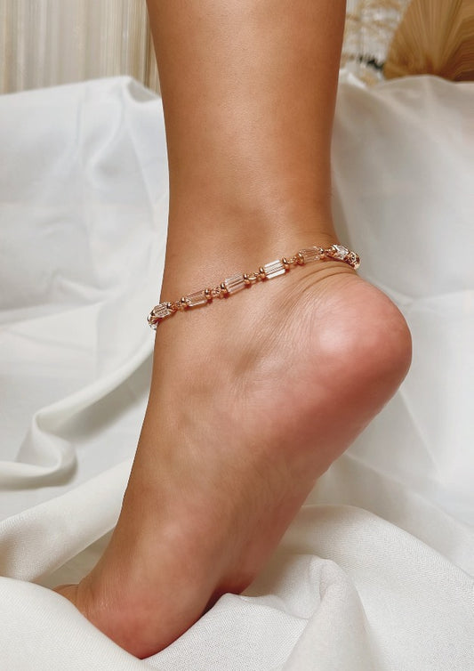 Tubed Quartz Rosegold Anklet