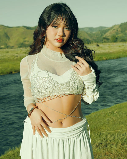 Glass Crystal Corset worn by Callista. Crystal Jewel Bra Top handmade and designed by Stoneriver by Kim Sabala.