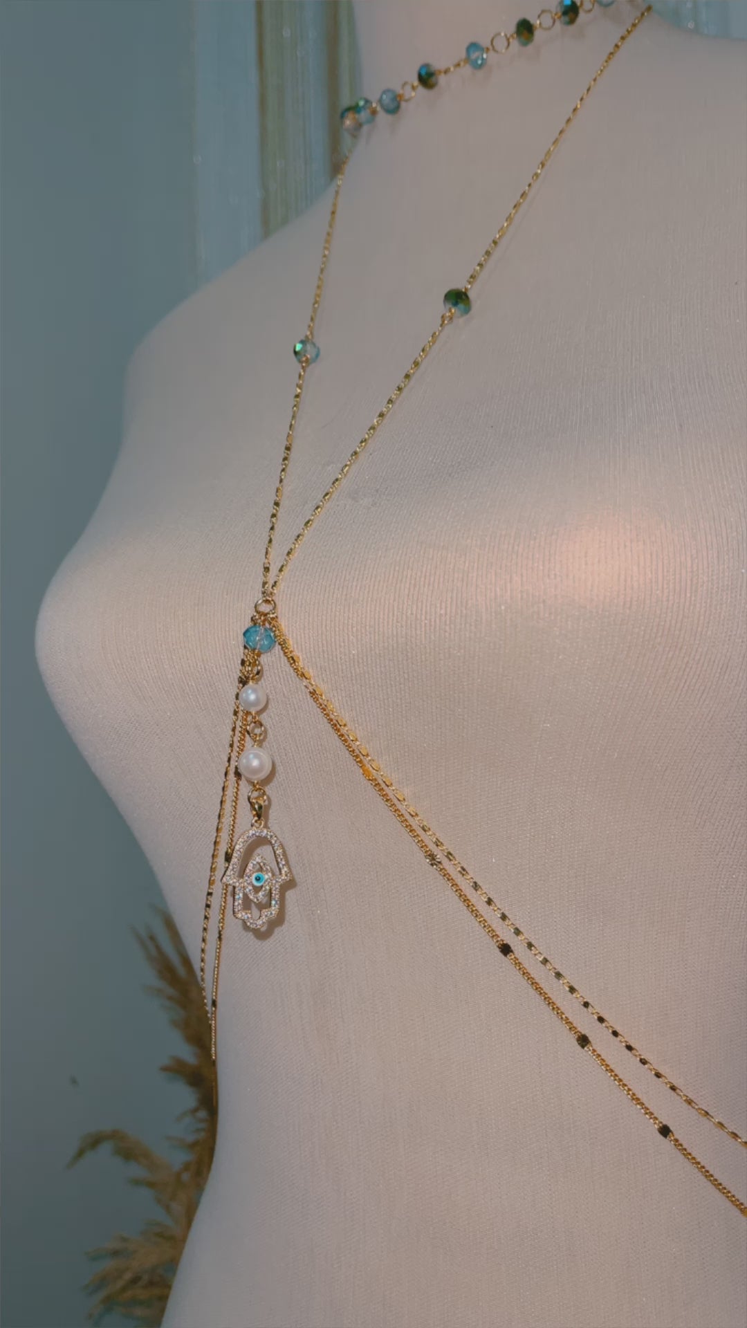 Necklace and shop belly chain connected